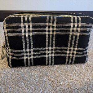 Rothy's black and cream plaid large universal pouch NWOT